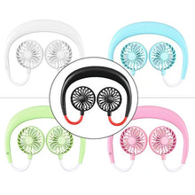 Load image into Gallery viewer, Portable Hanging Neck Sports Fan - Mini USB Portable Neckband With Rechargeable Battery Small Air Cooler Conditioner
